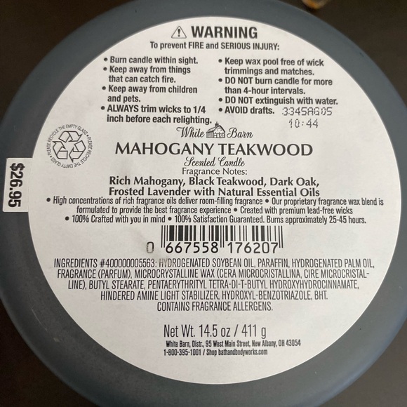 🆕🩶 WHITE BARN BATH & BODY WORKS “MAHOGANY TEAKWOOD” 3-WICK CANDLE. BRAND NEW! - Picture 8 of 9